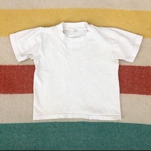 Vintage 70s 80s white blank plain cotton tee tshirt - 18 months